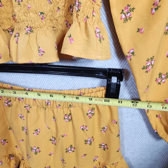 Btween Girls 8 Floral Yellow With Pink Two-Piece Set Top And Skirt - Picture 7 of 11